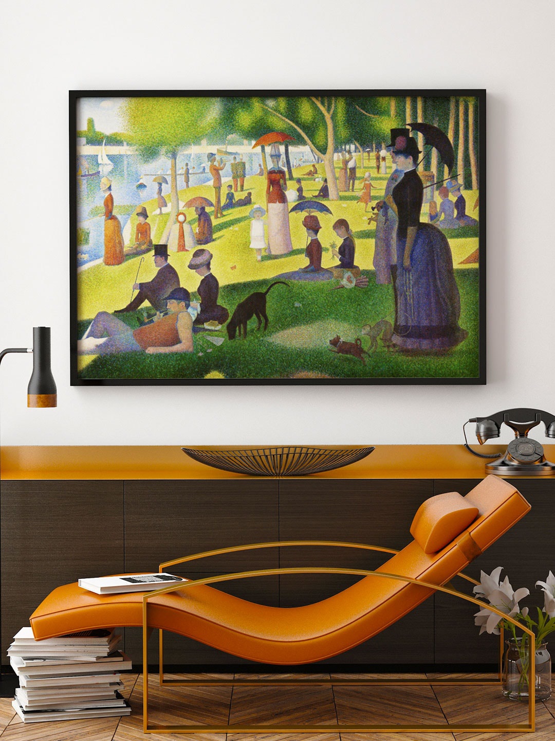 

ARTSPACE Green & Yellow A Sunday Canvas Painting With Frame