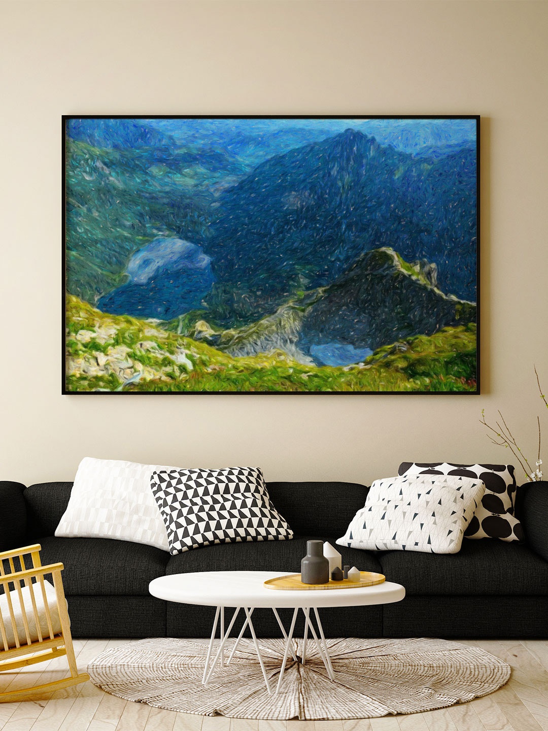 

ARTSPACE Blue & Green Mountain Landscape Canvas Framed Wall Painting