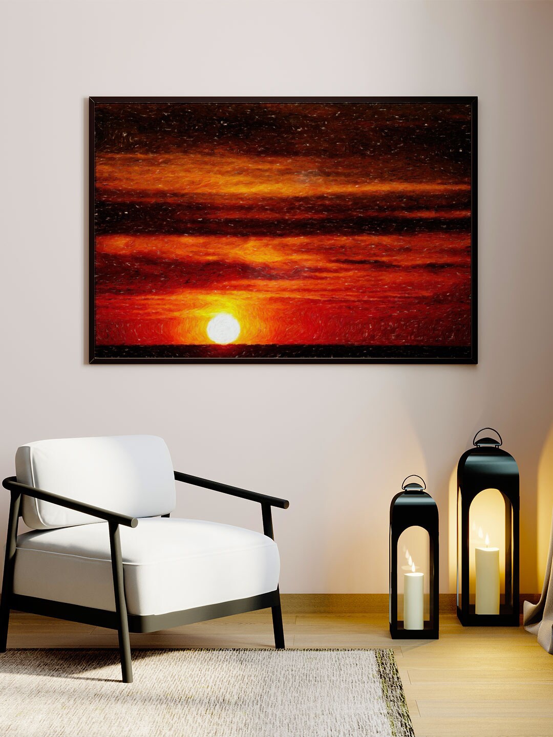 

ARTSPACE Unisex Multi-Colored Abstract Sunset wood Wall Art