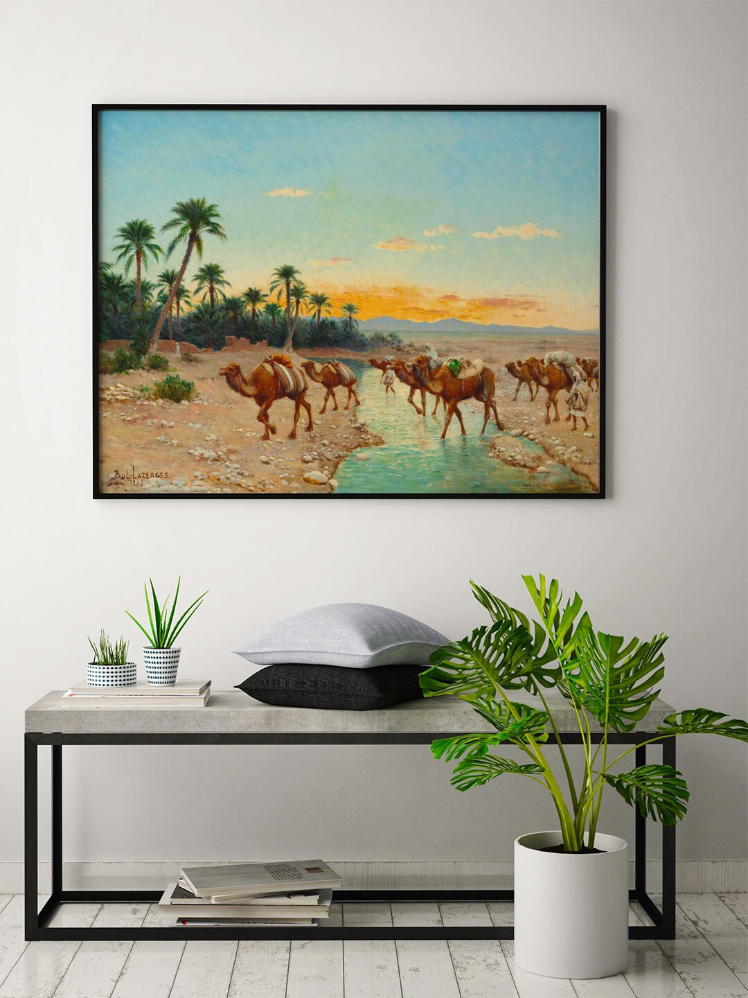 

ARTSPACE Green & Blue Printed The Caravan Canvas Painting Wall Art