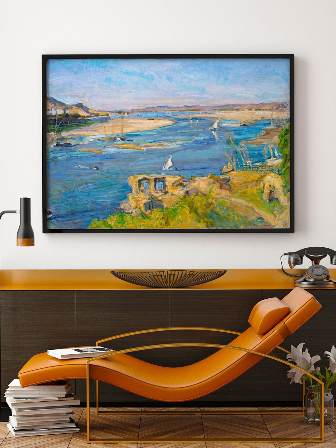 

ARTSPACE Blue & Green The Nile Canvas Painting With Frame