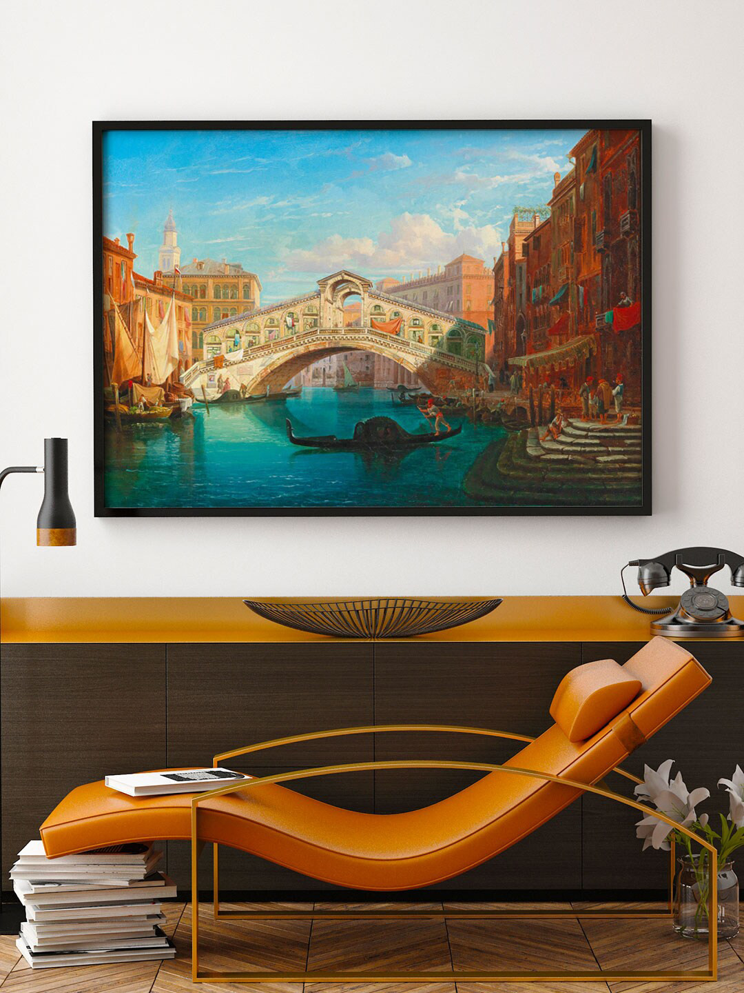 

ARTSPACE Blue & Brown Venice, View Of The Rialto Bridge Canvas Painting, Multi