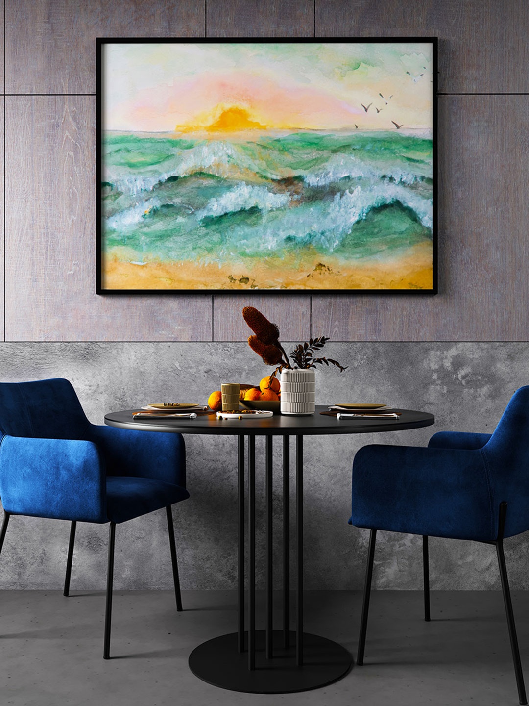 

ARTSPACE Multicoloured Sunset At Sea Printed Canvas Painting, Multi