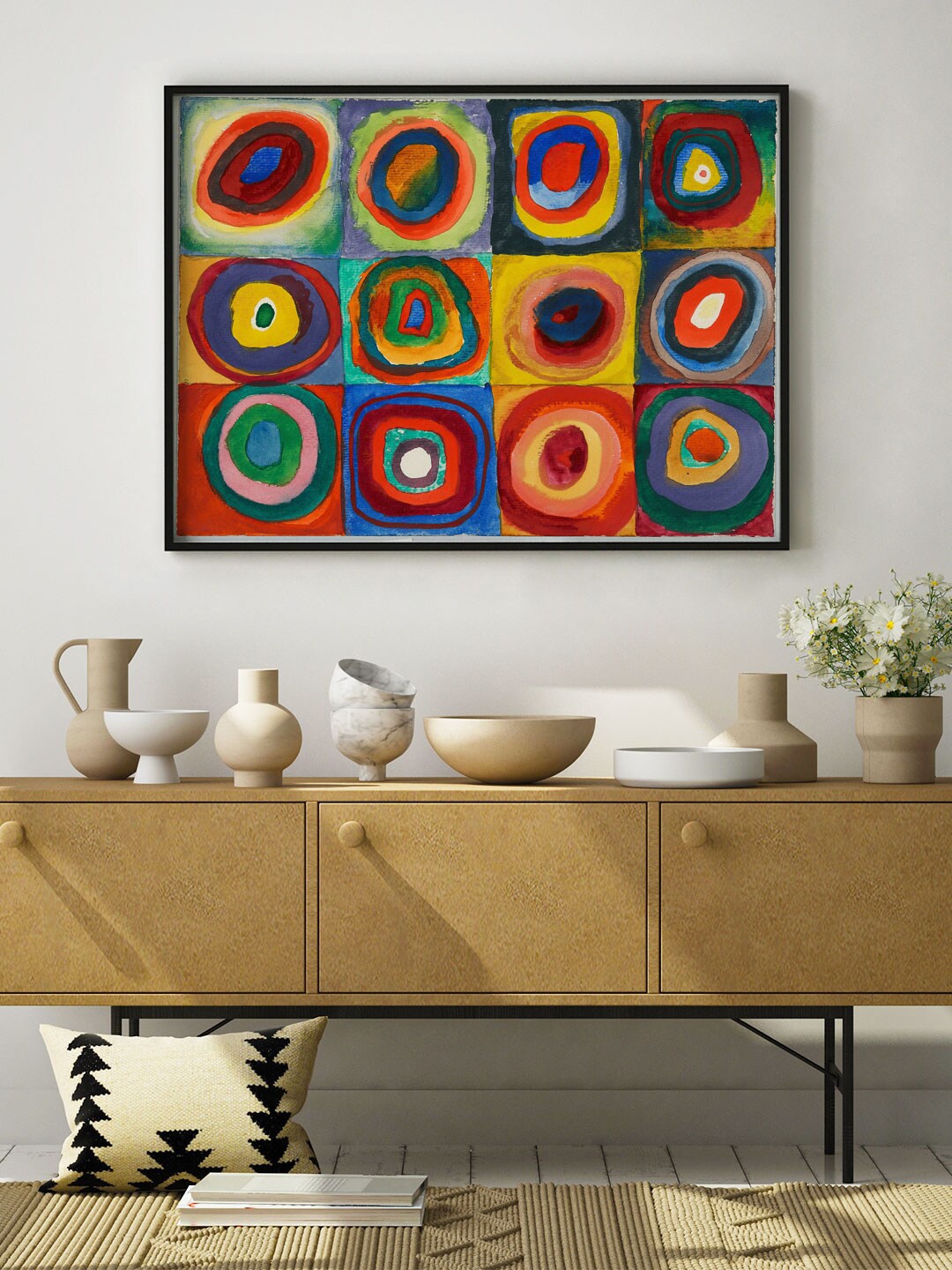 

ARTSPACE Red & Blue Printed Rings Canvas Painting Wall Art