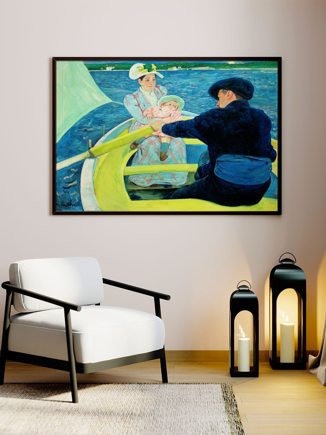 

ARTSPACE Blue & Yellow The Boating Party Printed Canvas Framed Wall Painting