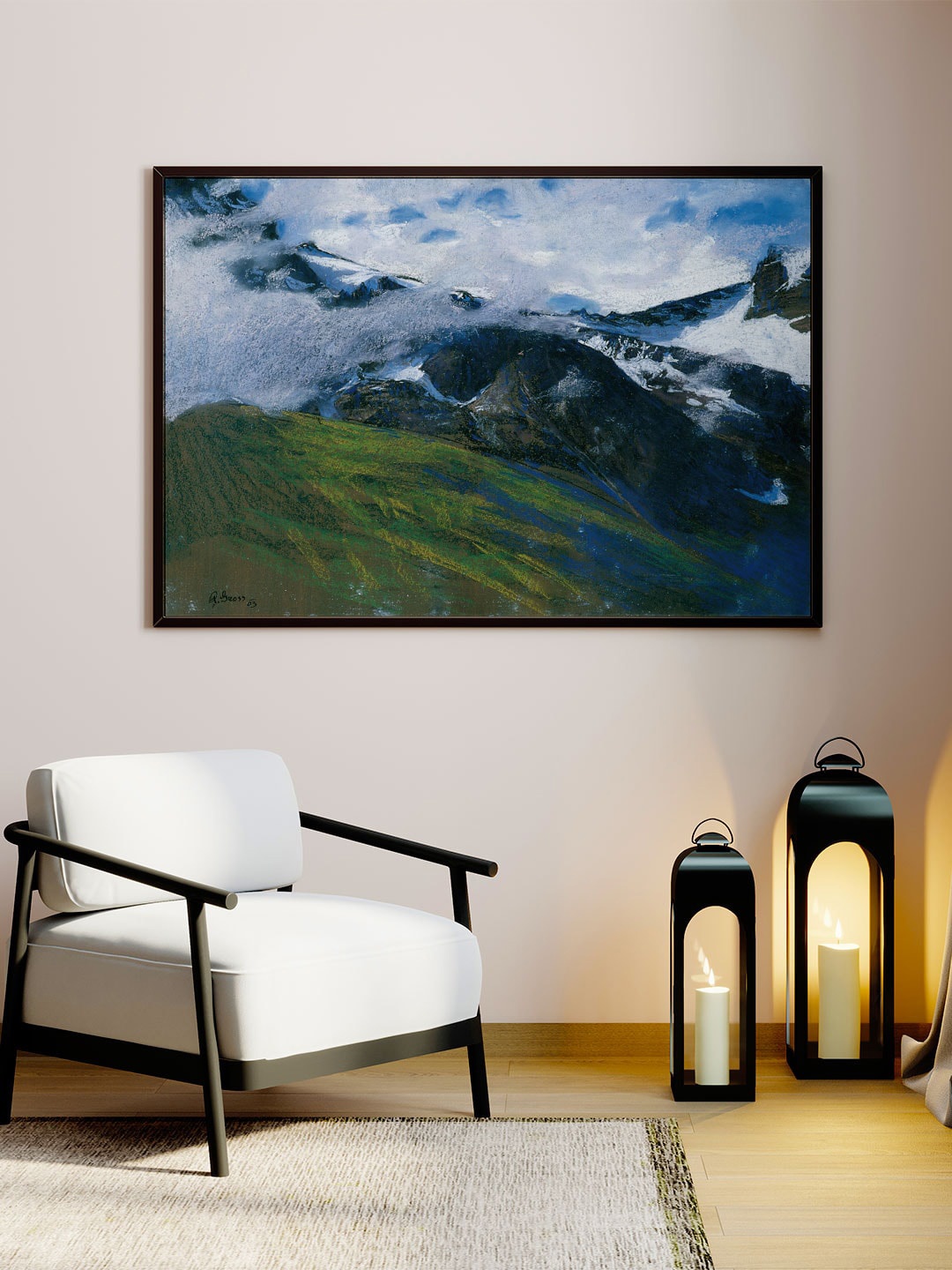 

ARTSPACE Green & Blue Printed Himalaya Canvas Painting Wall Art