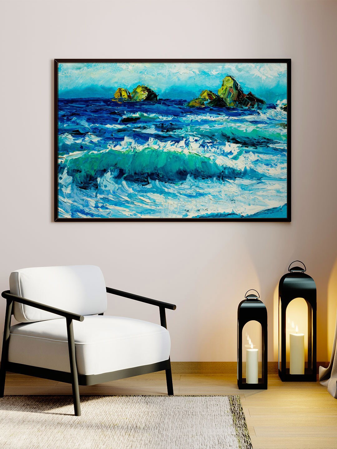 

ARTSPACE Blue & White Printed Framed Wall Art