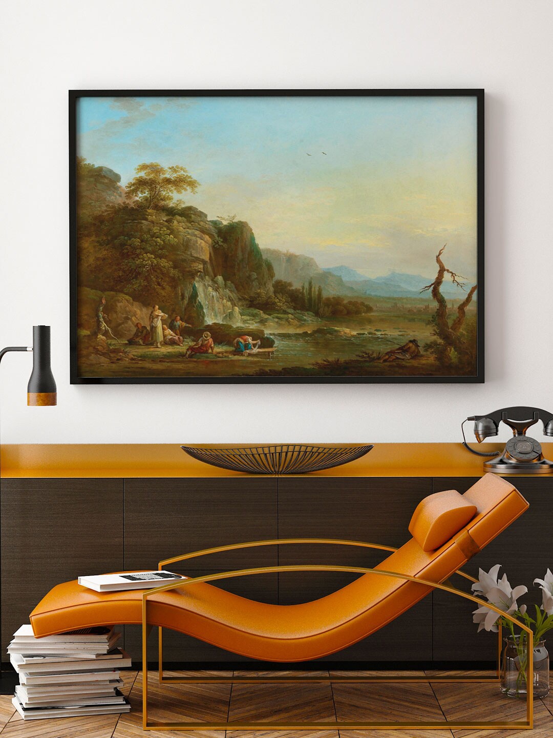 

ARTSPACE Blue & Green River landscape Canvas Painting Wall Art