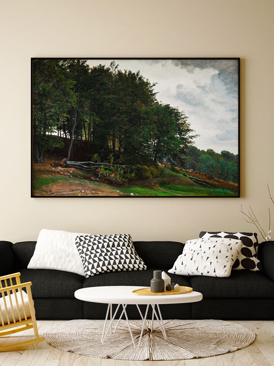 

ARTSPACE Green & Blue Printed Forested Hills Canvas Painting Wall Art