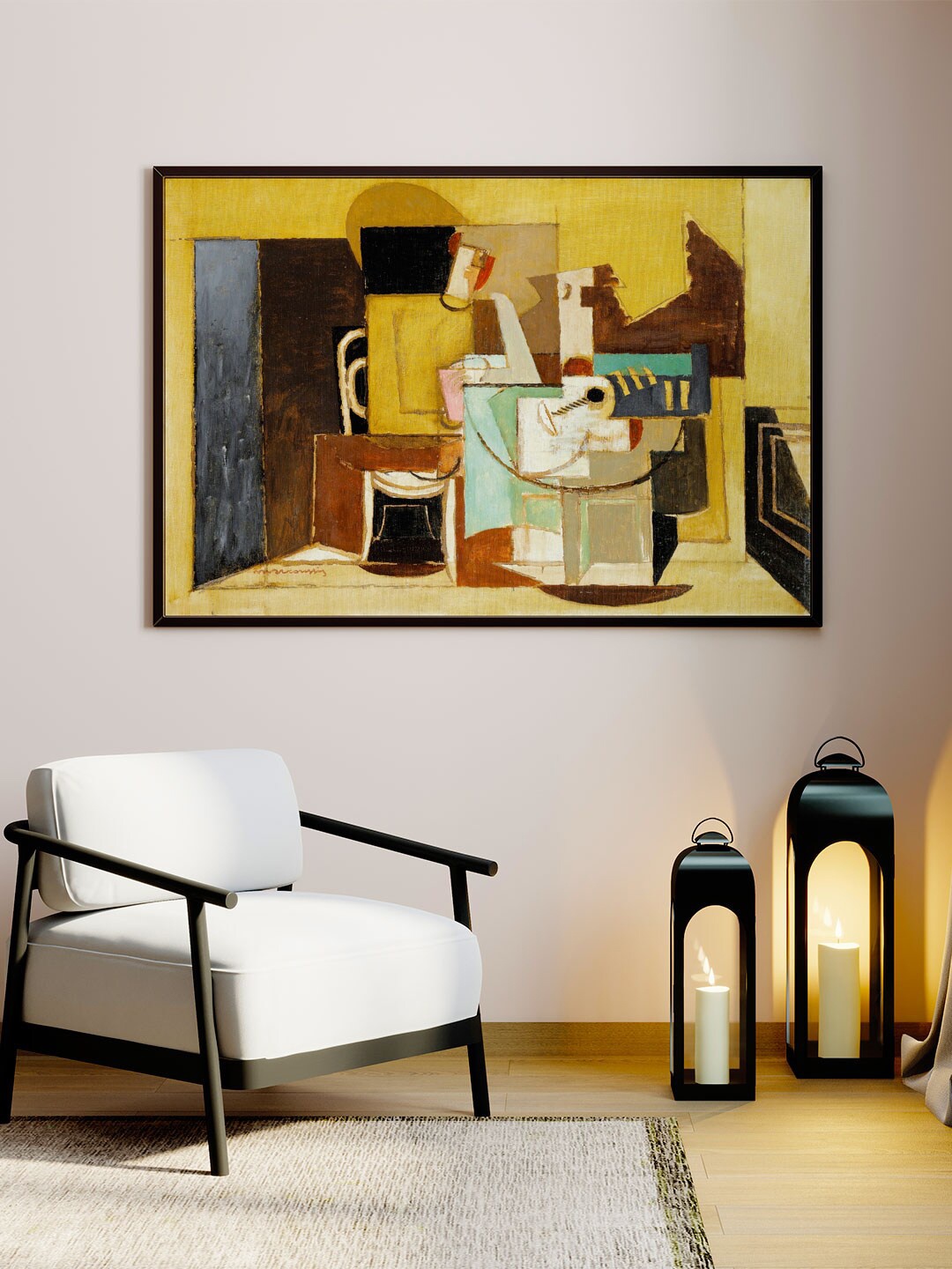 

ARTSPACE Yellow & Brown Table Canvas Painting Wall Art