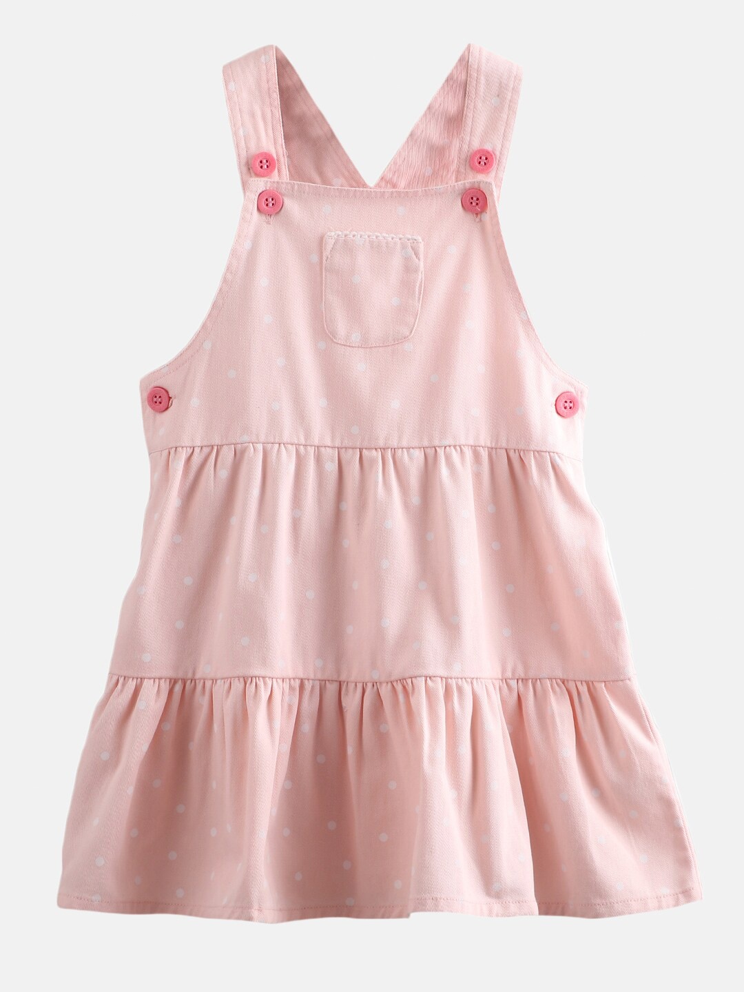 

Beebay Pink Printed Tiered Pinafore Dress