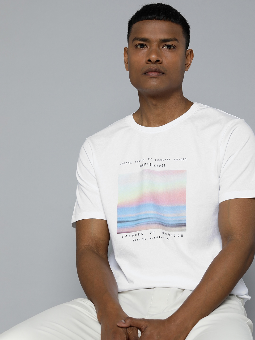 

ether Pure Cotton Graphic Printed T-shirt, White
