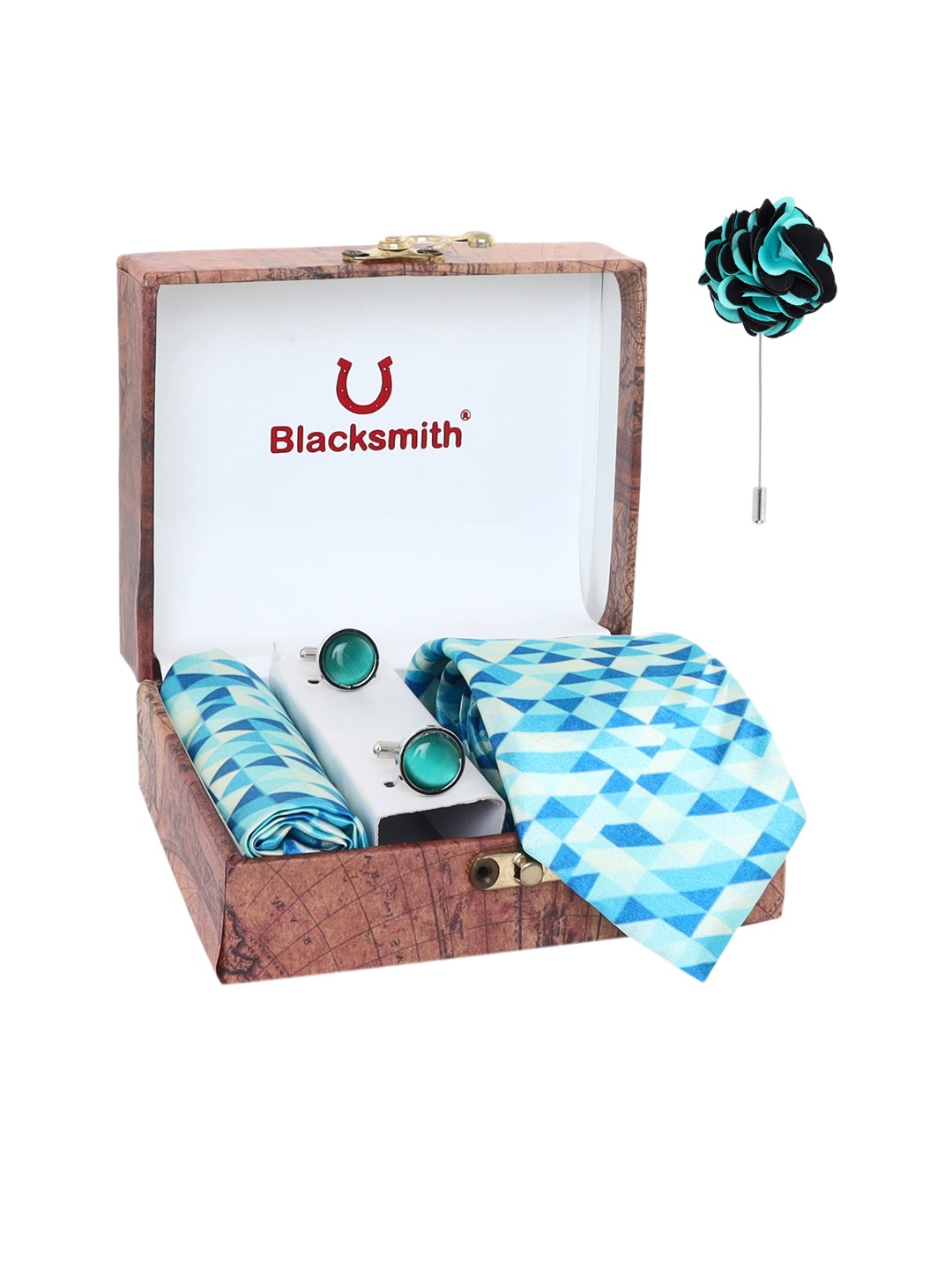 

Blacksmith Men Blue Printed Accessory Gift Set