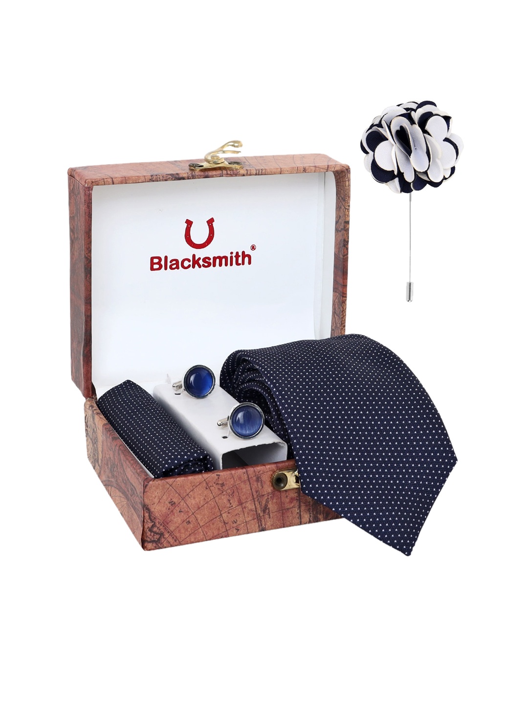 

Blacksmith Men Blue Printed Accessory Gift Set