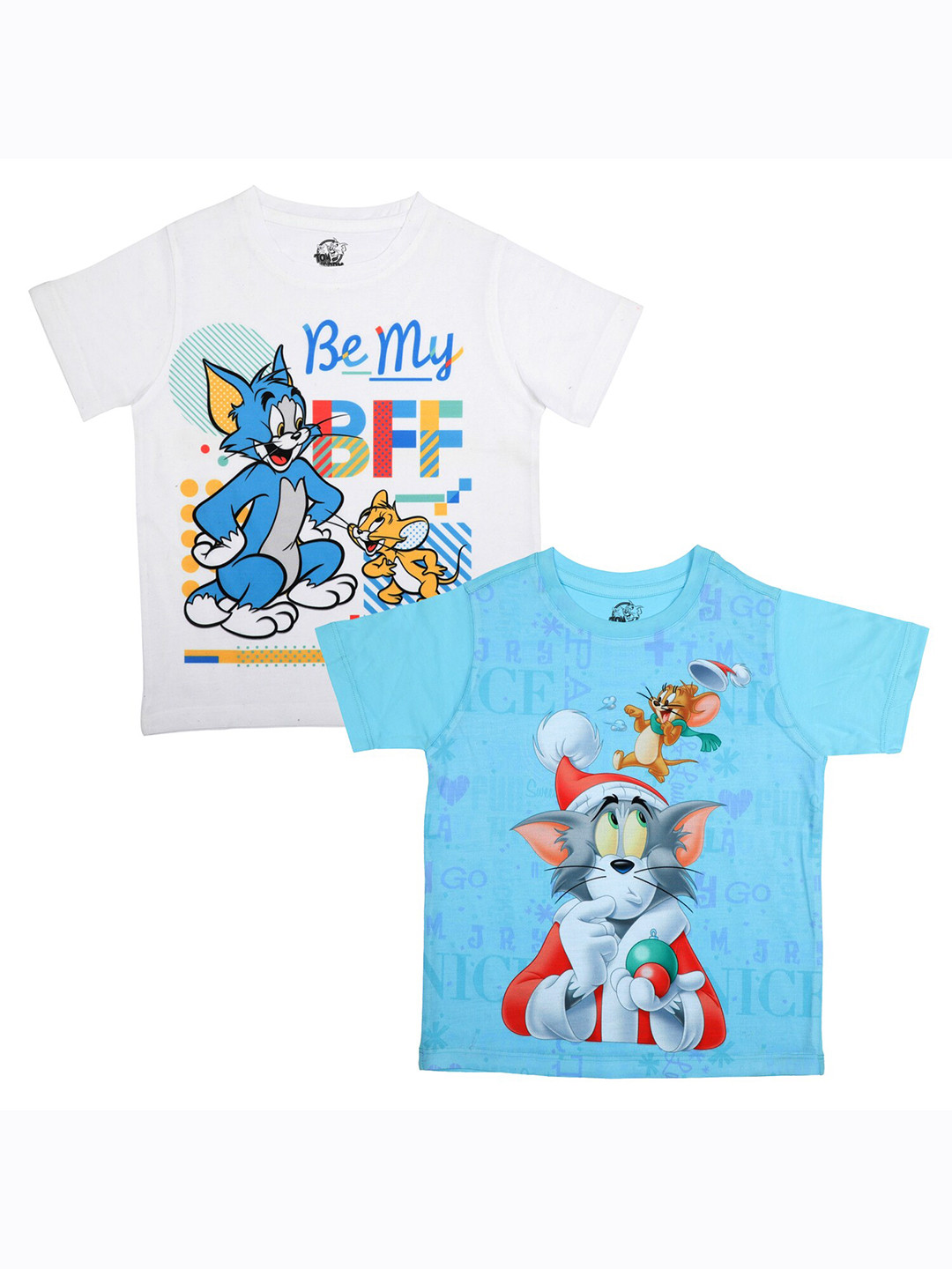 

Tom & Jerry by Wear Your Mind Boys Pack of 2 White & Blue Tom & Jerry Printed T-shirts