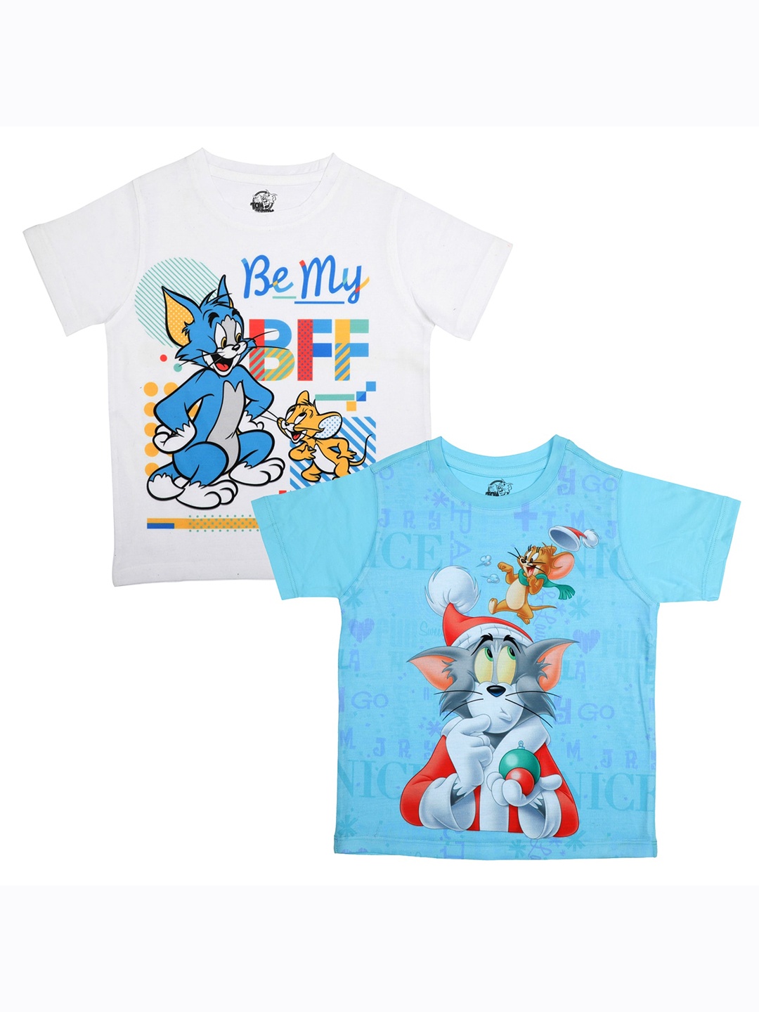 

Tom & Jerry by Wear Your Mind Boys Pack Of 2 White & Blue Tom & Jerry Printed T-shirt