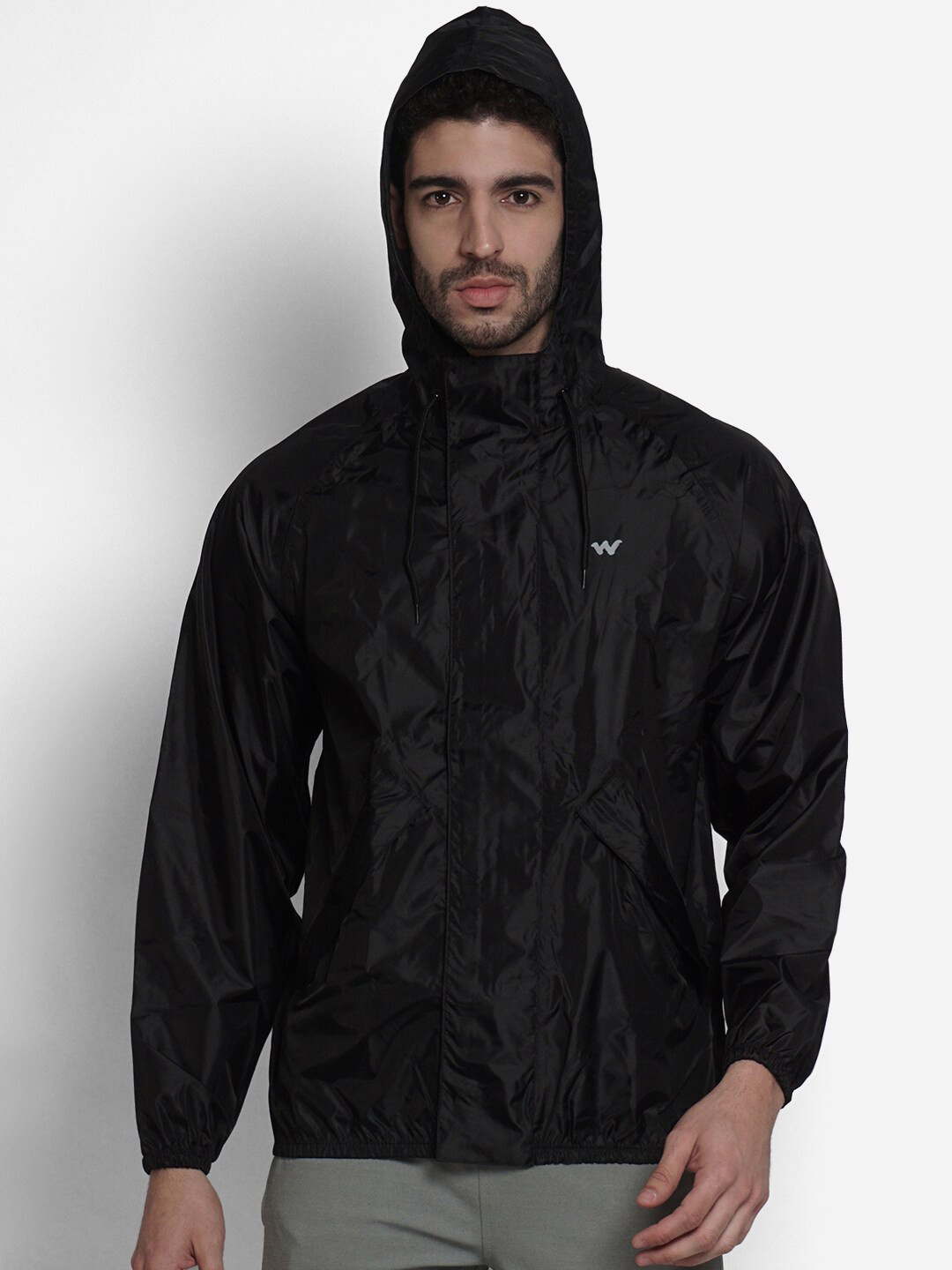 

Wildcraft Men Black Solid Rain Jacket