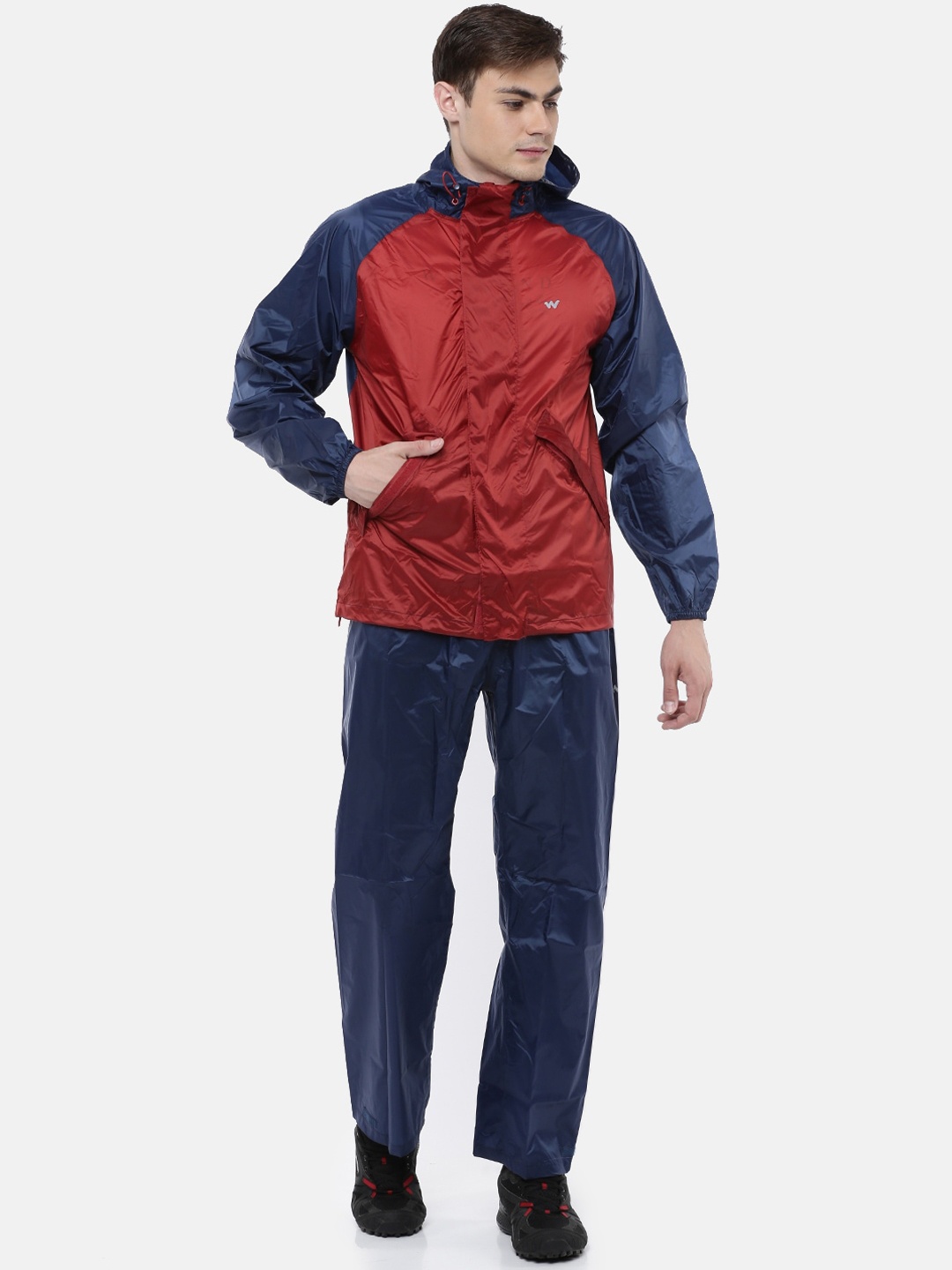 

Wildcraft Navy Blue & Red Colourblocked Rain Suit