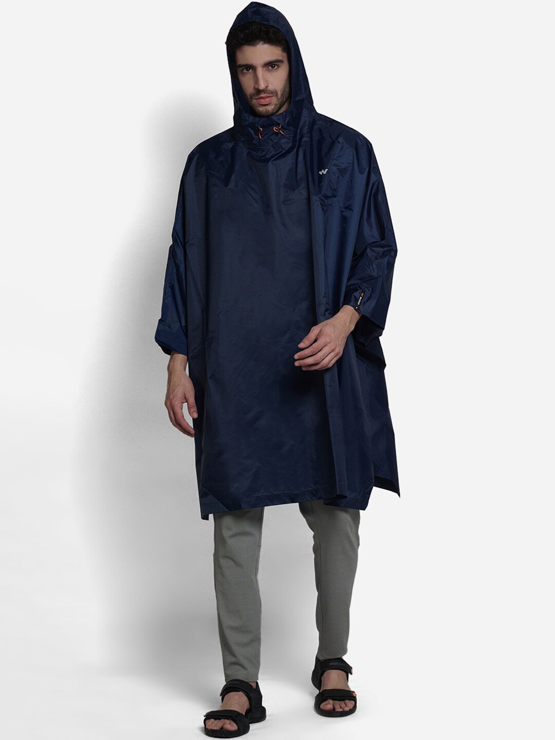 

Wildcraft Men Navy Blue Solid Hooded Waterproof Rain Jacket