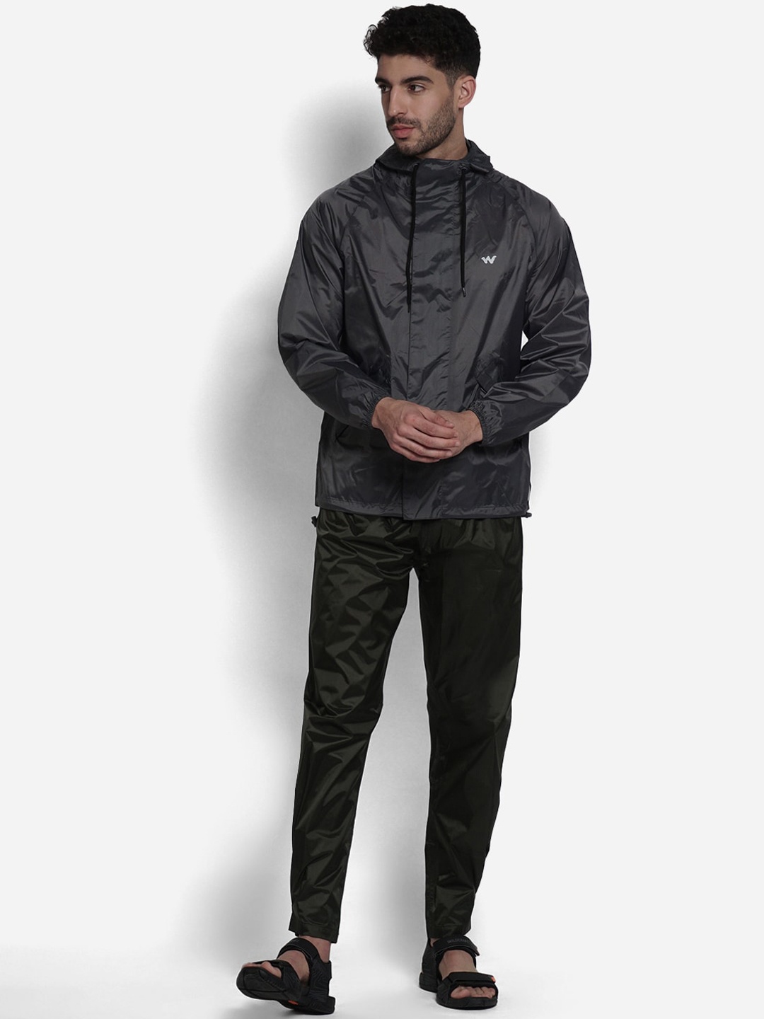 

Wildcraft Men Grey Solid Hooded Rain Jacket