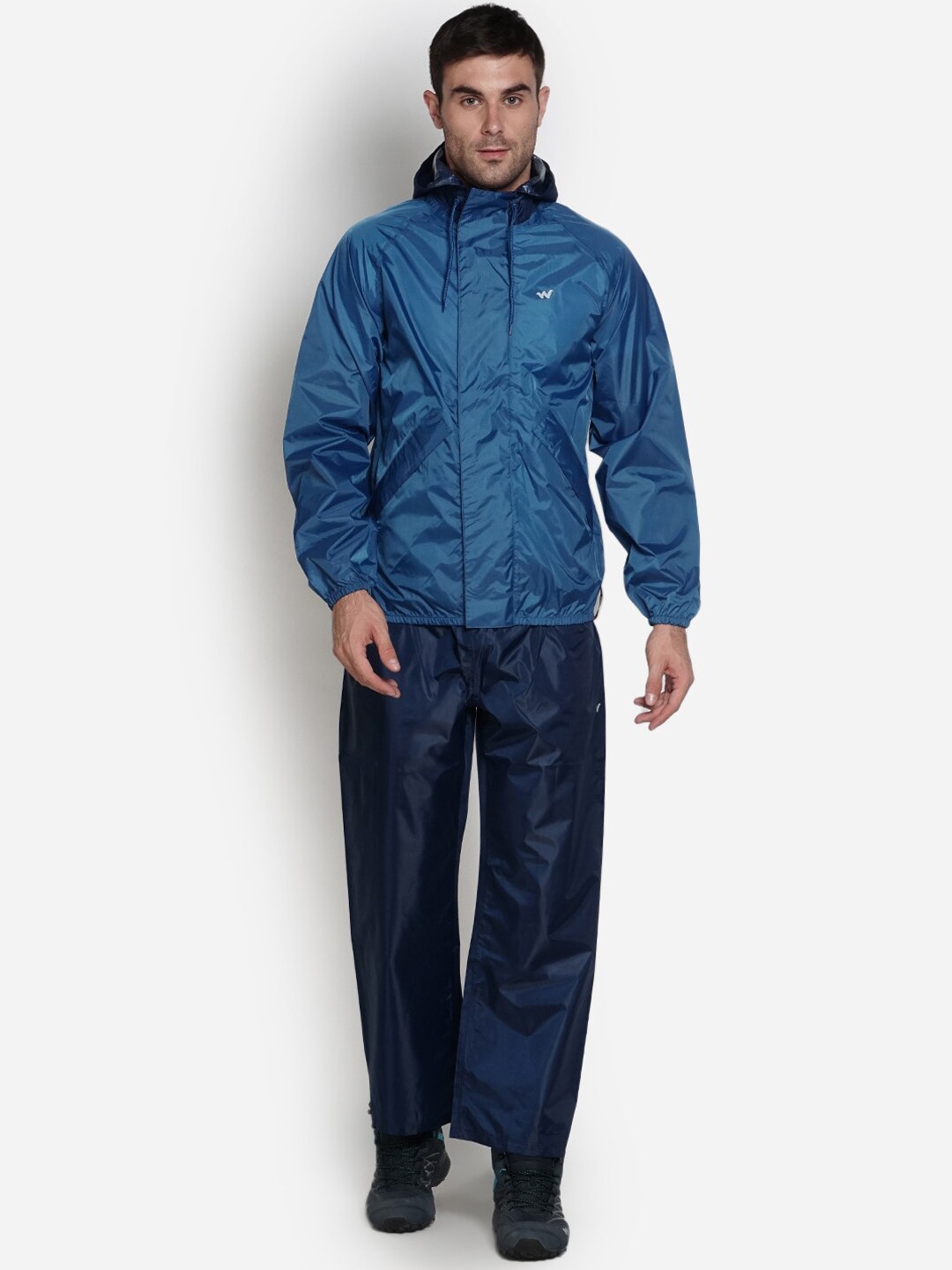 

Wildcraft Men Teal-Blue Solid Hooded Rain Suit