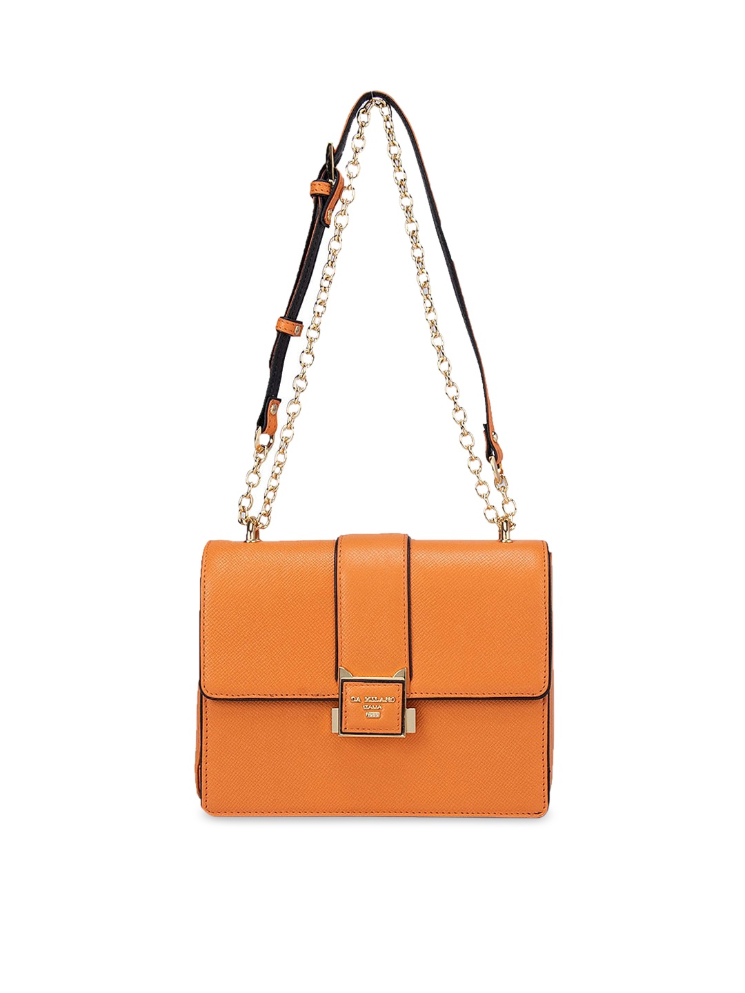 

Da Milano Yellow Textured Leather Structured Sling Bag