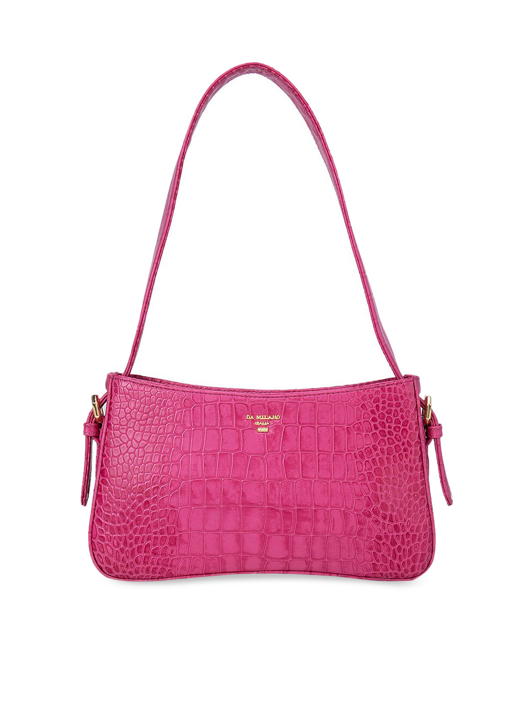 

Da Milano Pink Textured Leather Structured Shoulder Bag
