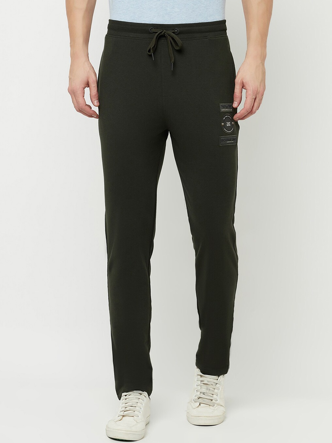 

Octave Men Olive Green Solid Cotton Track Pant