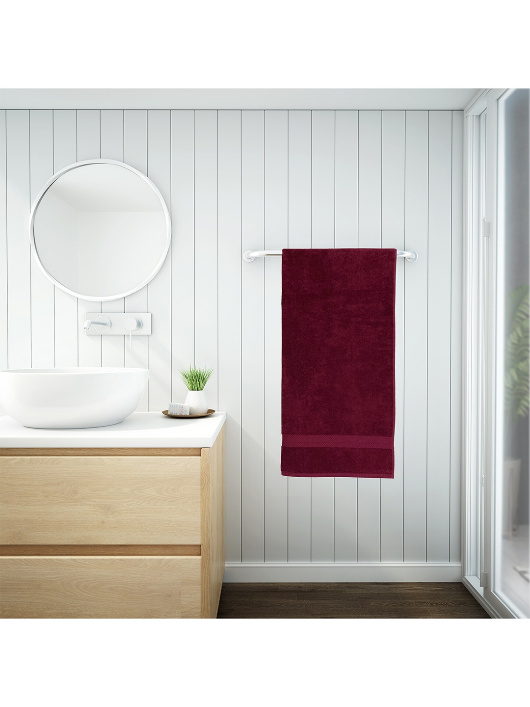 

SPACES Red Solid 480 GSM Pure Cotton Bath Towels