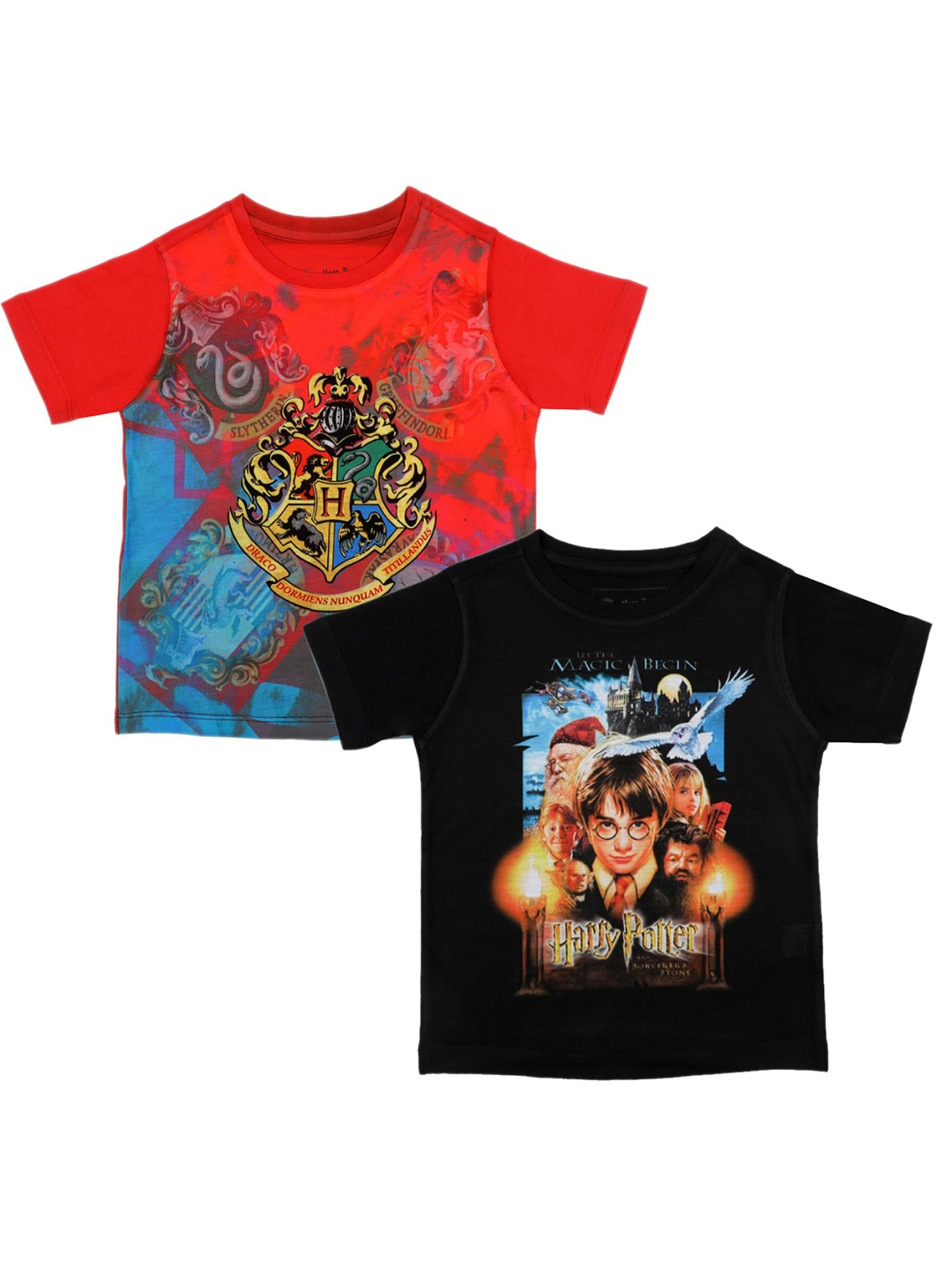 

Harry Potter by Wear Your Mind Boys Red & Black Set of 2 Printed Applique T-shirt