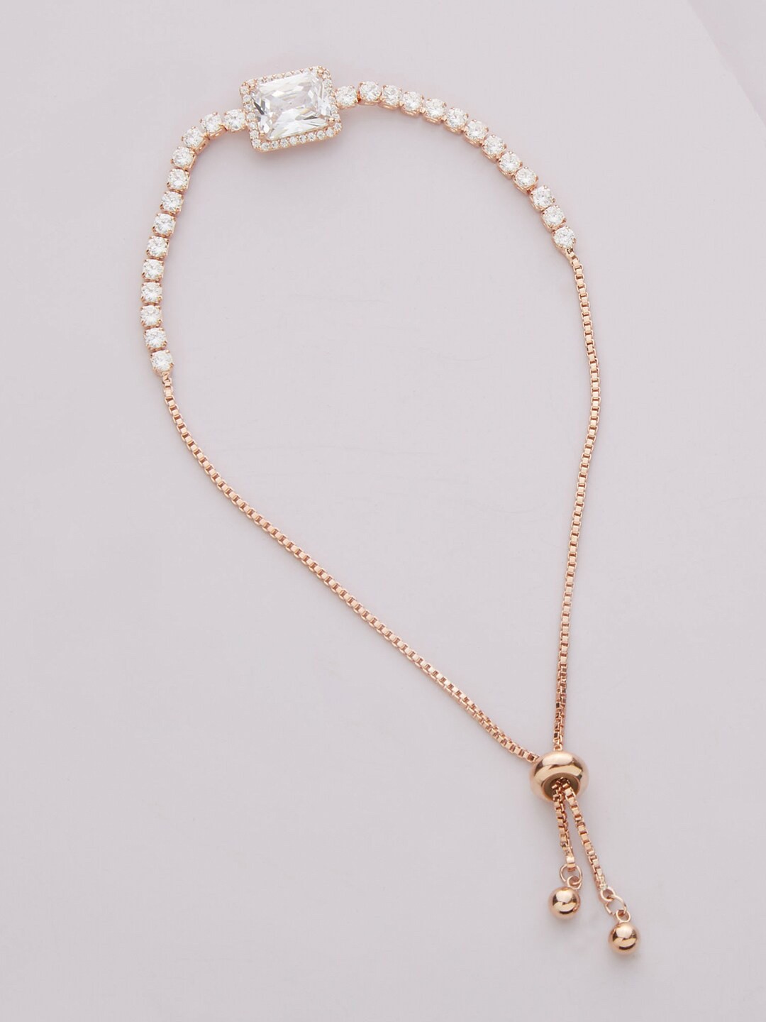 

Kushal's Fashion Jewellery Women White Cubic Zirconia Rose Gold-Plated Link Bracelet