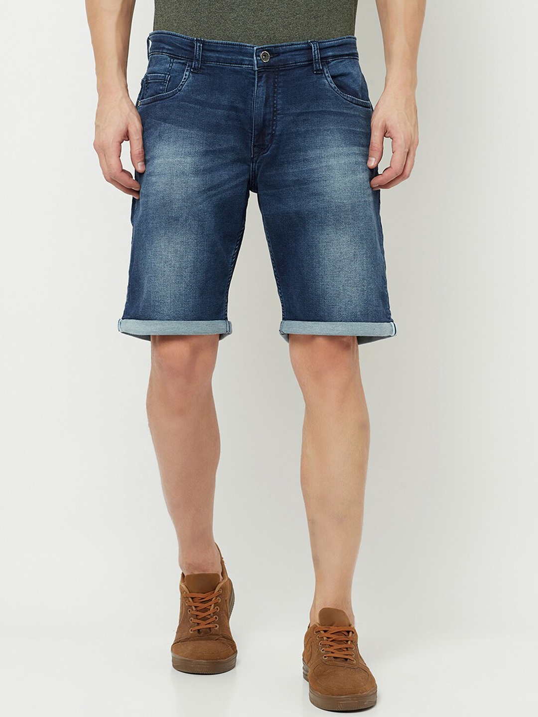 

Octave Men Blue Washed Denim Shorts