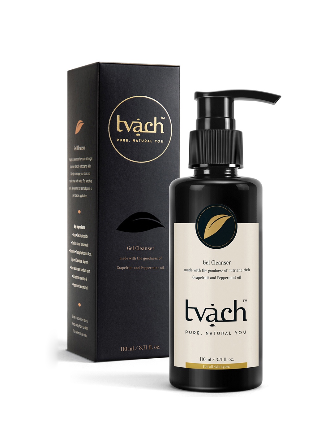 

tvach Gel Cleanser with Grapefruit & Peppermint Oil - 110ml, Black