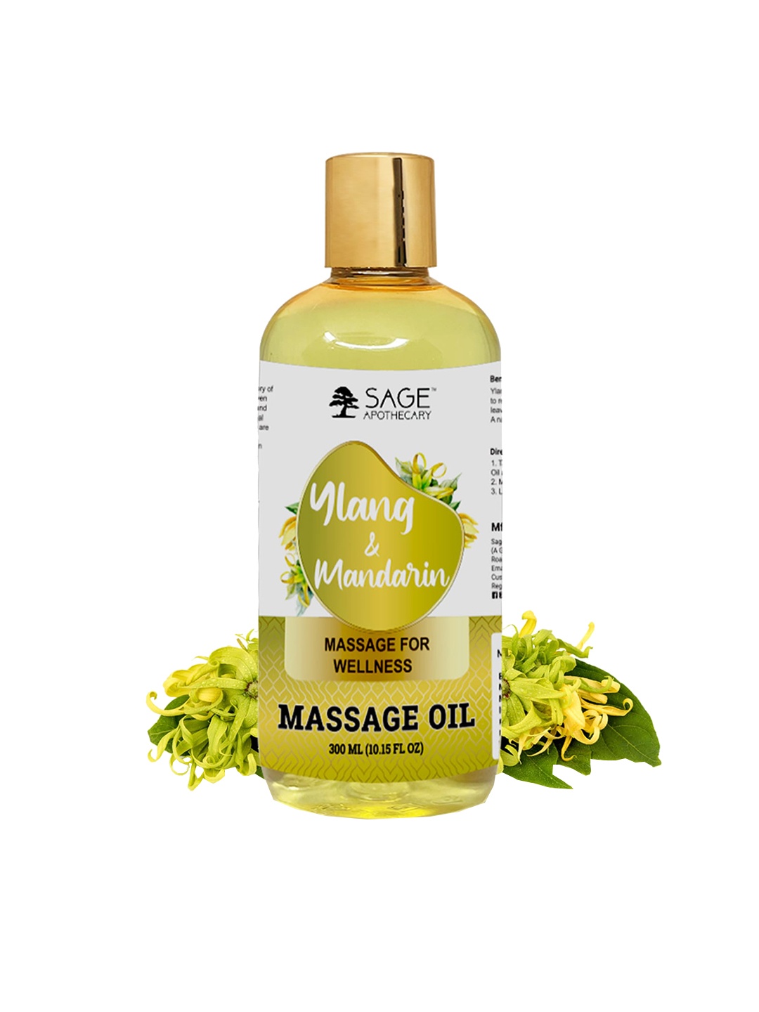 

SAGE APOTHECARY Ylang & Mandarin Massage Oil - 300ml, Yellow