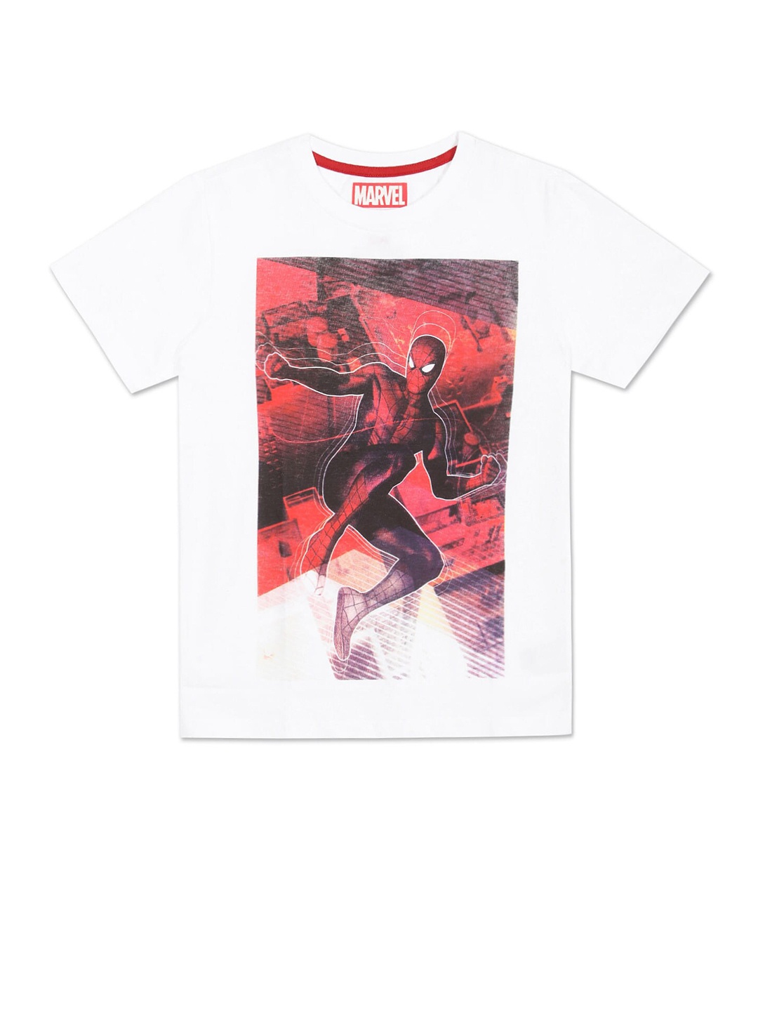 

Colt Boys White Spider-Man Printed 100% Cotton RegularT-shirt