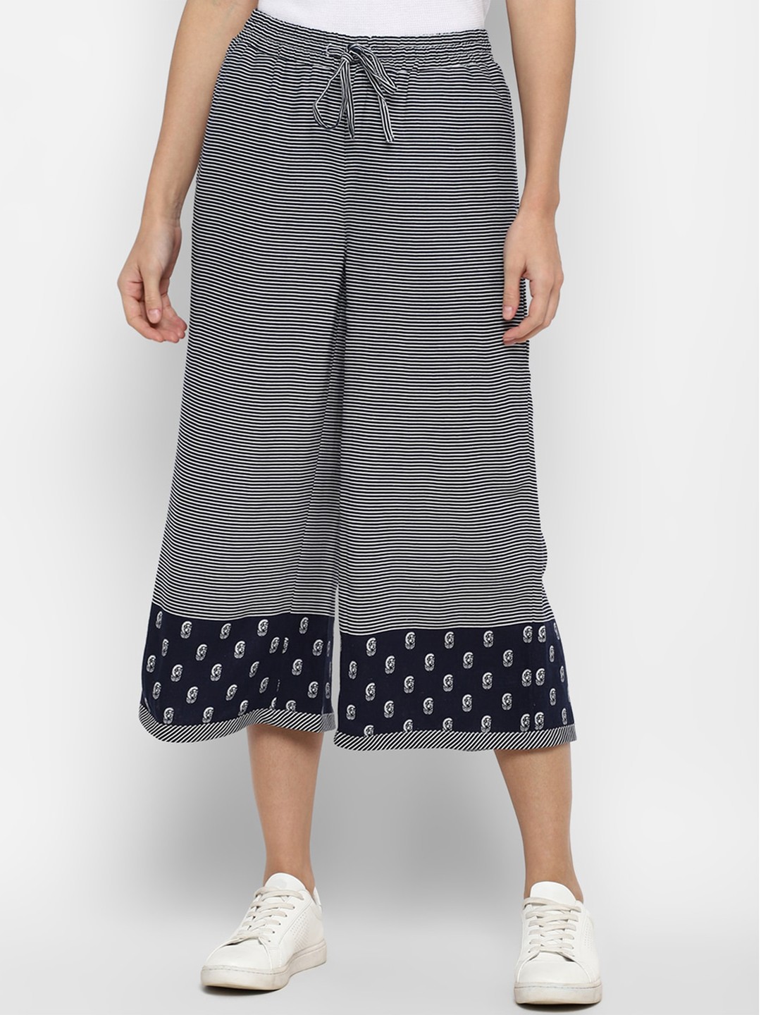 

Allen Solly Woman Women Grey Textured Culottes Trousers