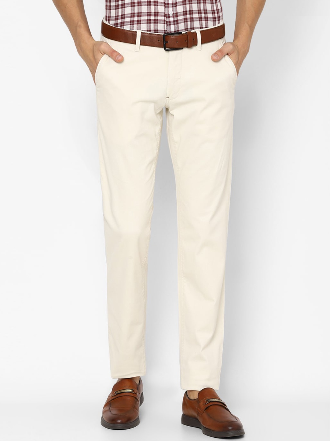 

Louis Philippe Sport Men Cream-Coloured Slim Fit Trousers 100% Cotton