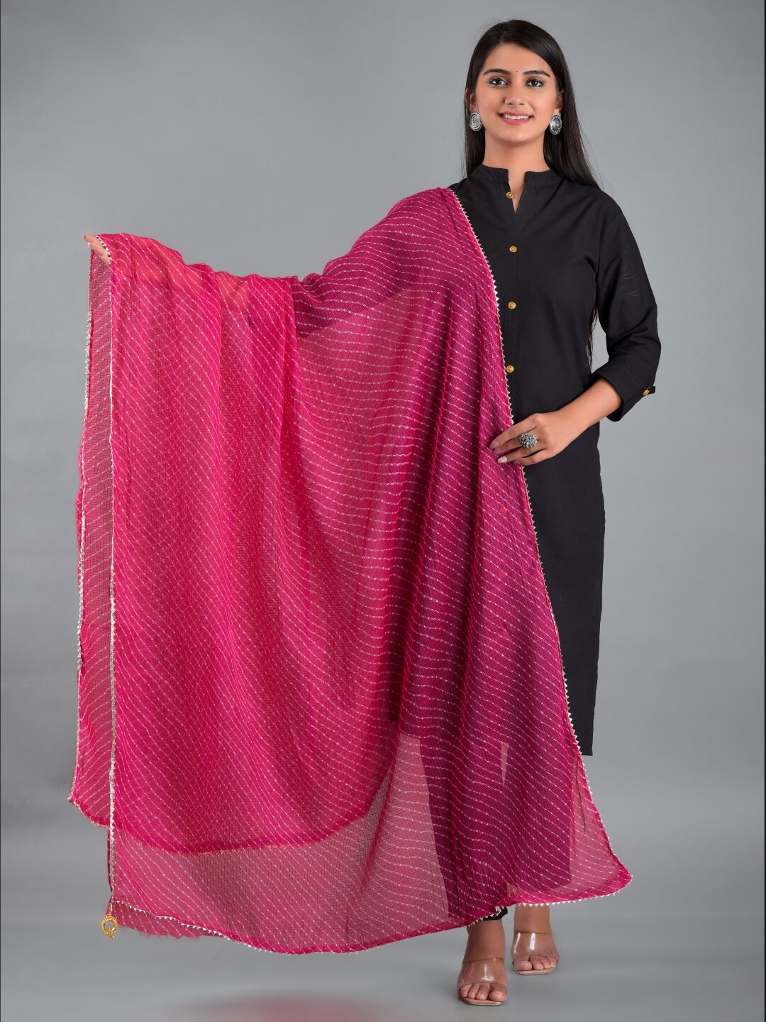 

Apratim Pink & White Printed Dupatta