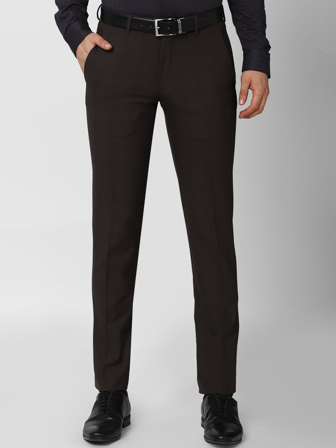 

Van Heusen Men Brown Checked Slim Fit Formal Trousers
