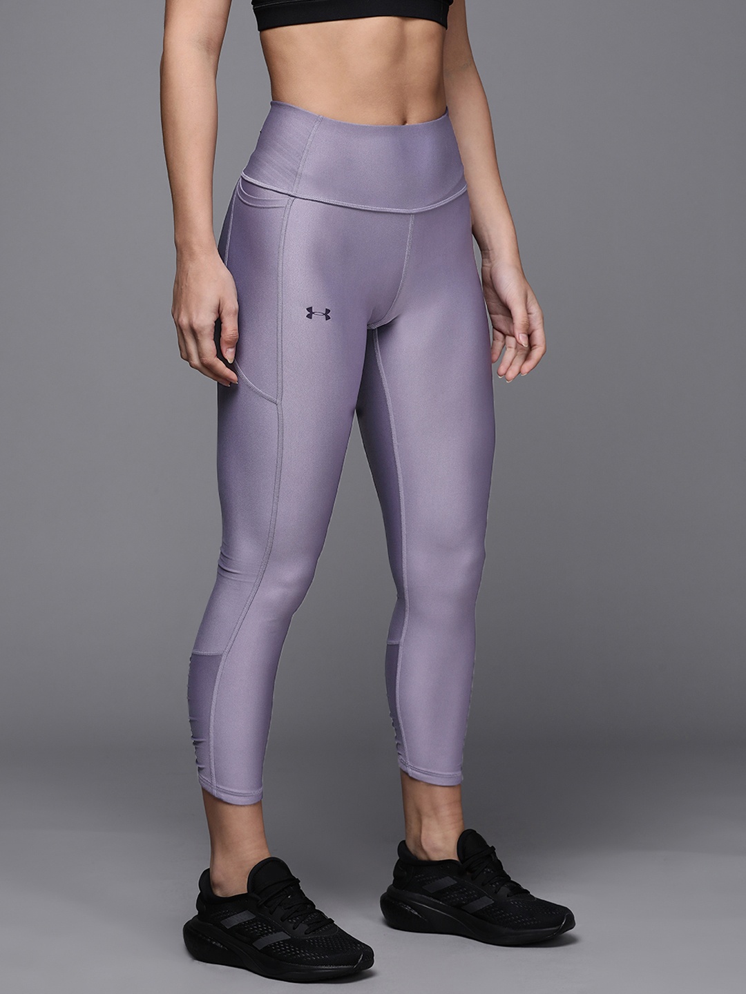 

UNDER ARMOUR Women Mauve Solid HeatGear(r) No-Slip Waistband Ankle Leggings