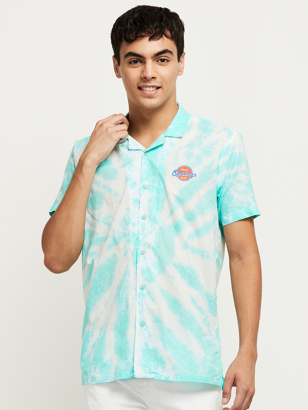 

max Men Green Printed Casual Shirt