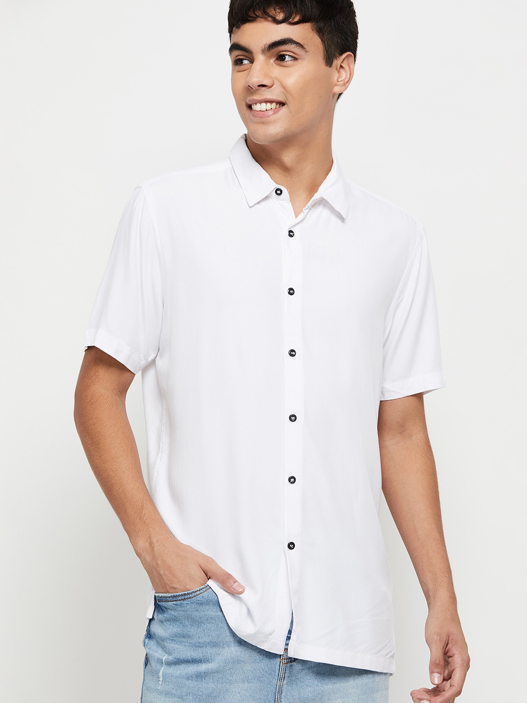

max Men White Casual Shirt