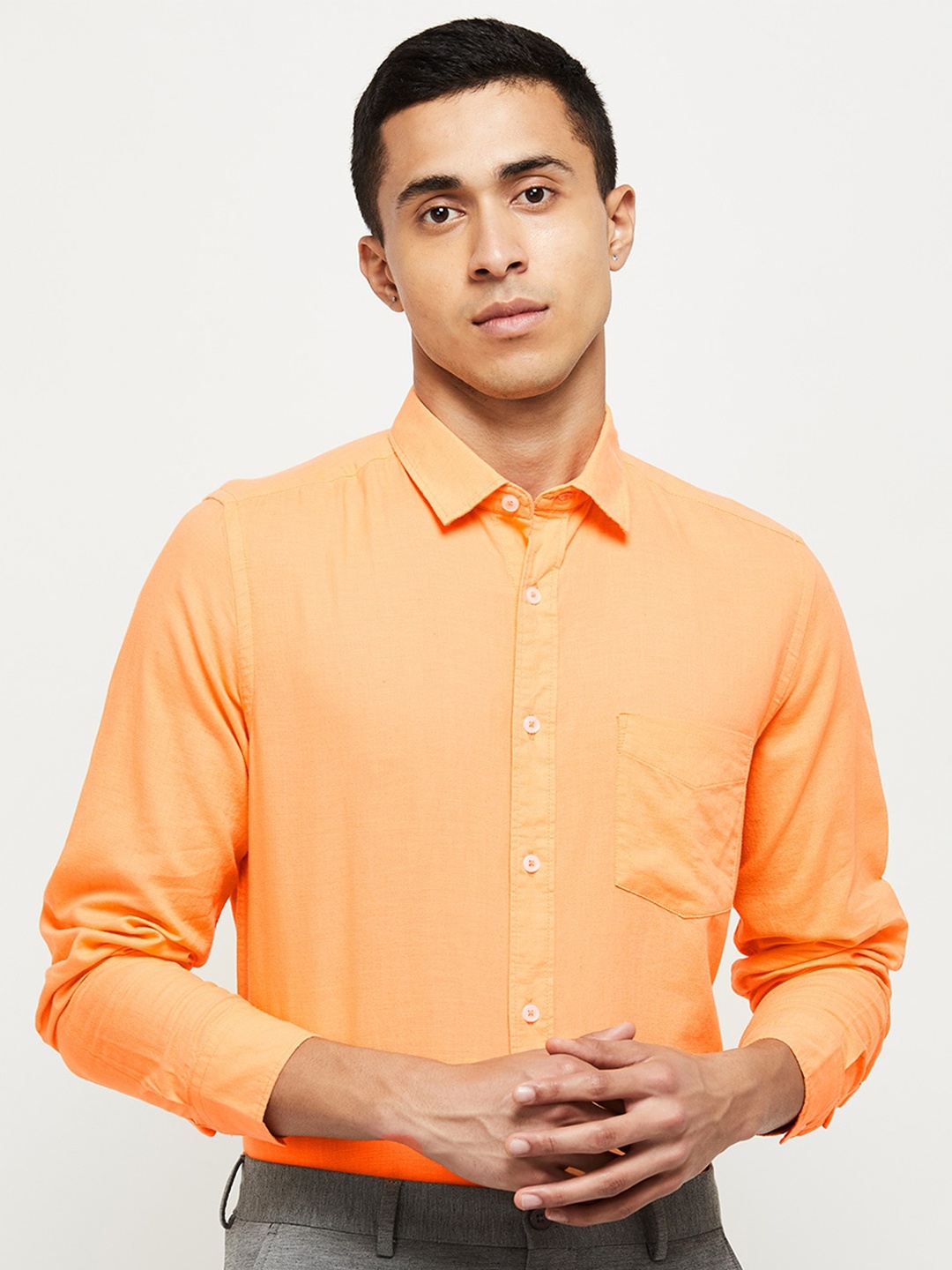 

max Men Orange Casual Shirt