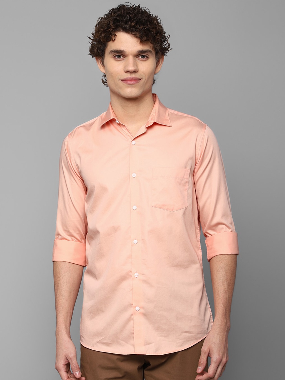 

Allen Solly Men Peach-Coloured Slim Fit Pure Cotton Formal Shirt