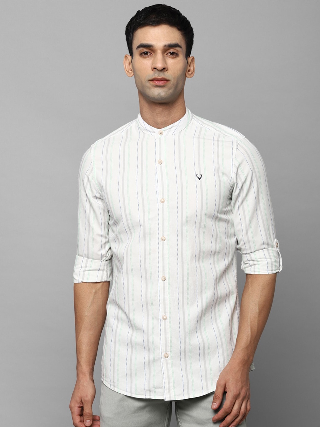 

Allen Solly Sport Men Grey Striped Casual Shirt