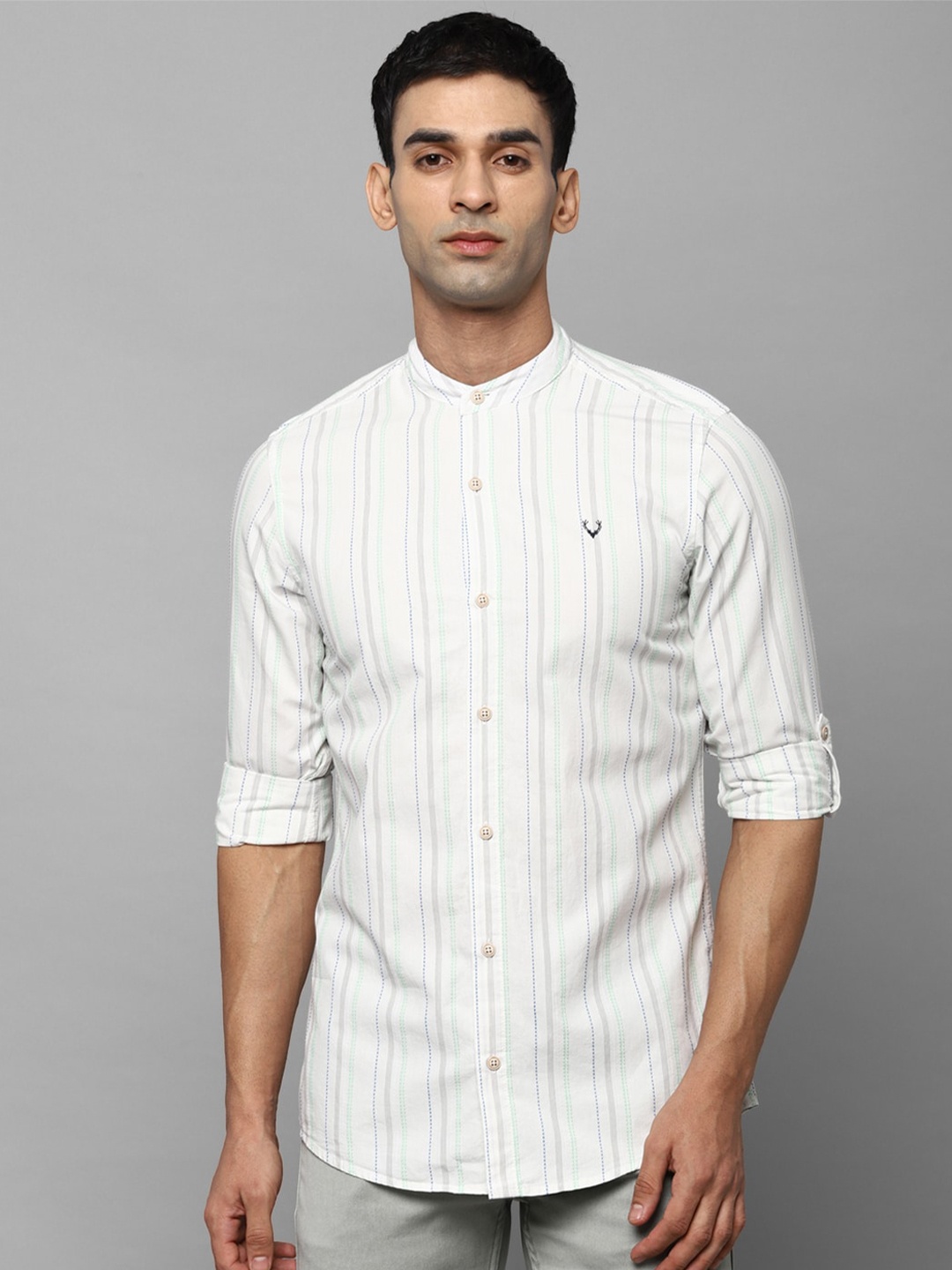 

Allen Solly Sport Men Grey Striped Casual Shirt