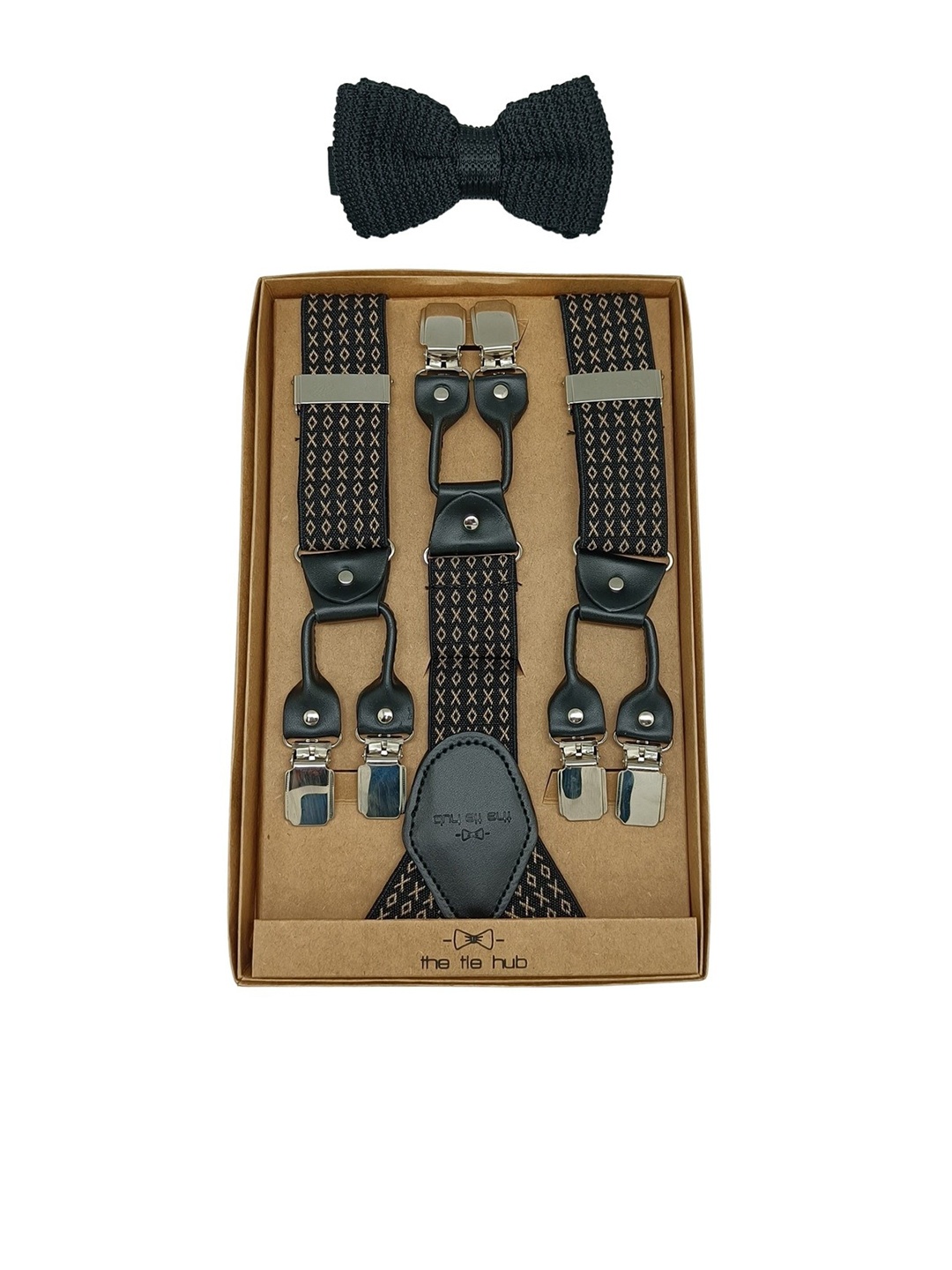 

The Tie Hub Men Black Self-Design Accessory Gift Set