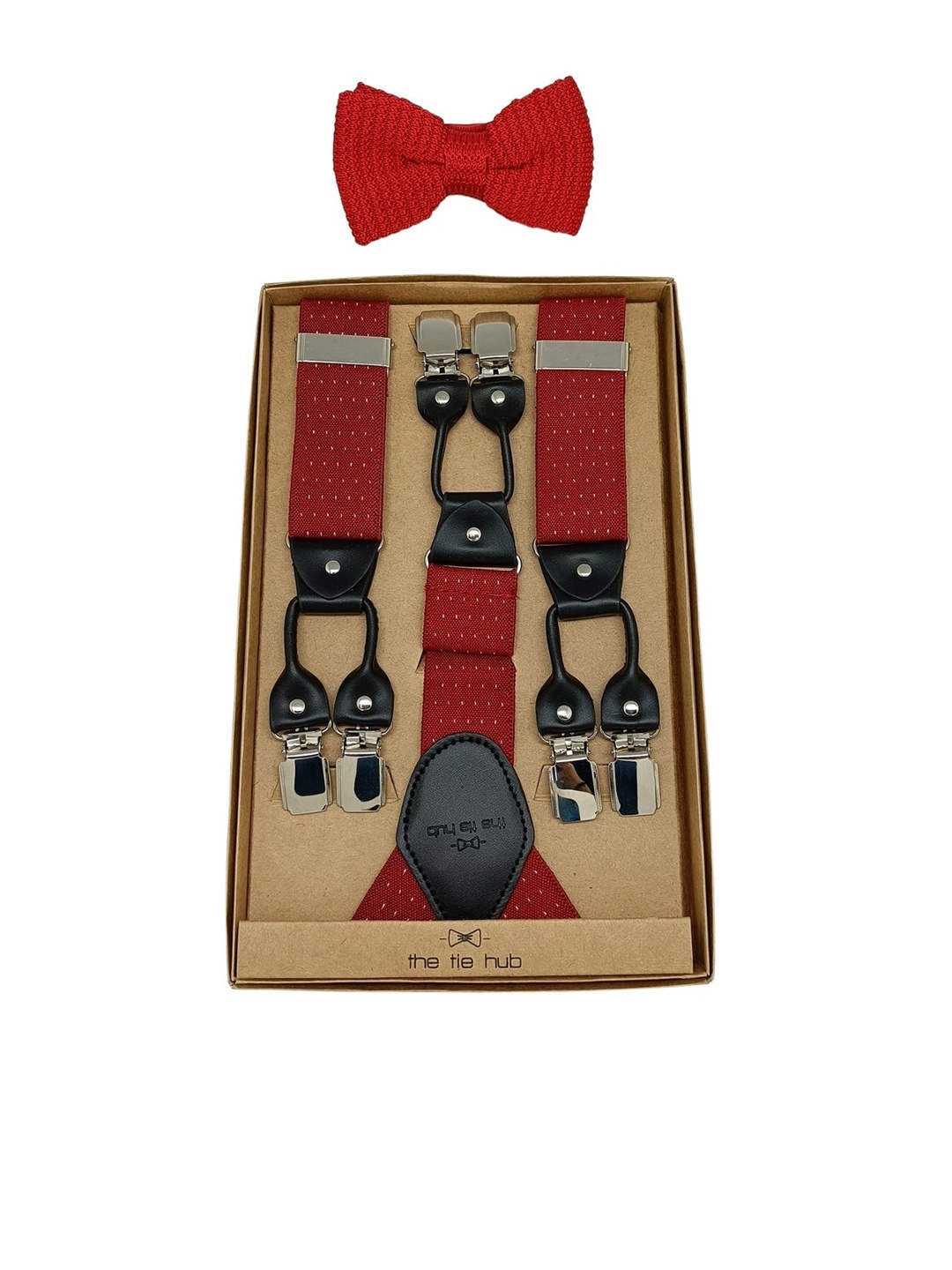 

The Tie Hub Men Maroon Self-Design Accessory Gift Set