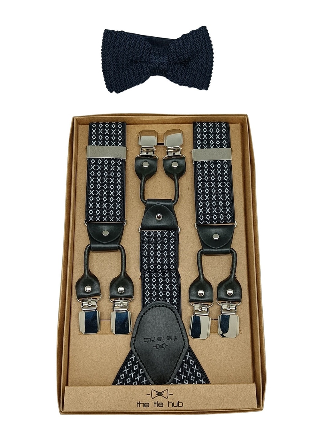 

The Tie Hub Patterned Suspender And Bow Tie, Black