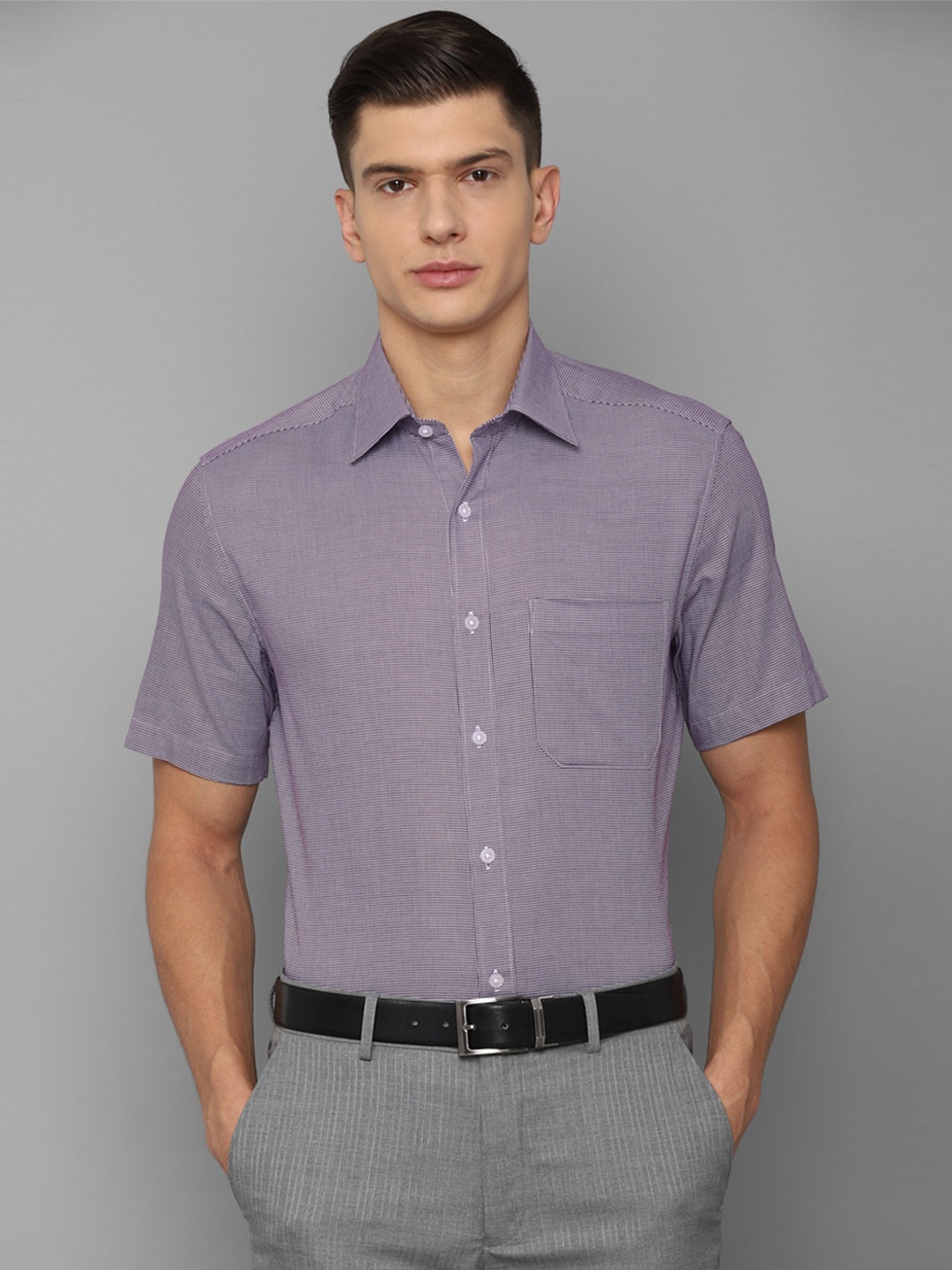 

Louis Philippe Men Purple Checked Cotton Formal Shirt